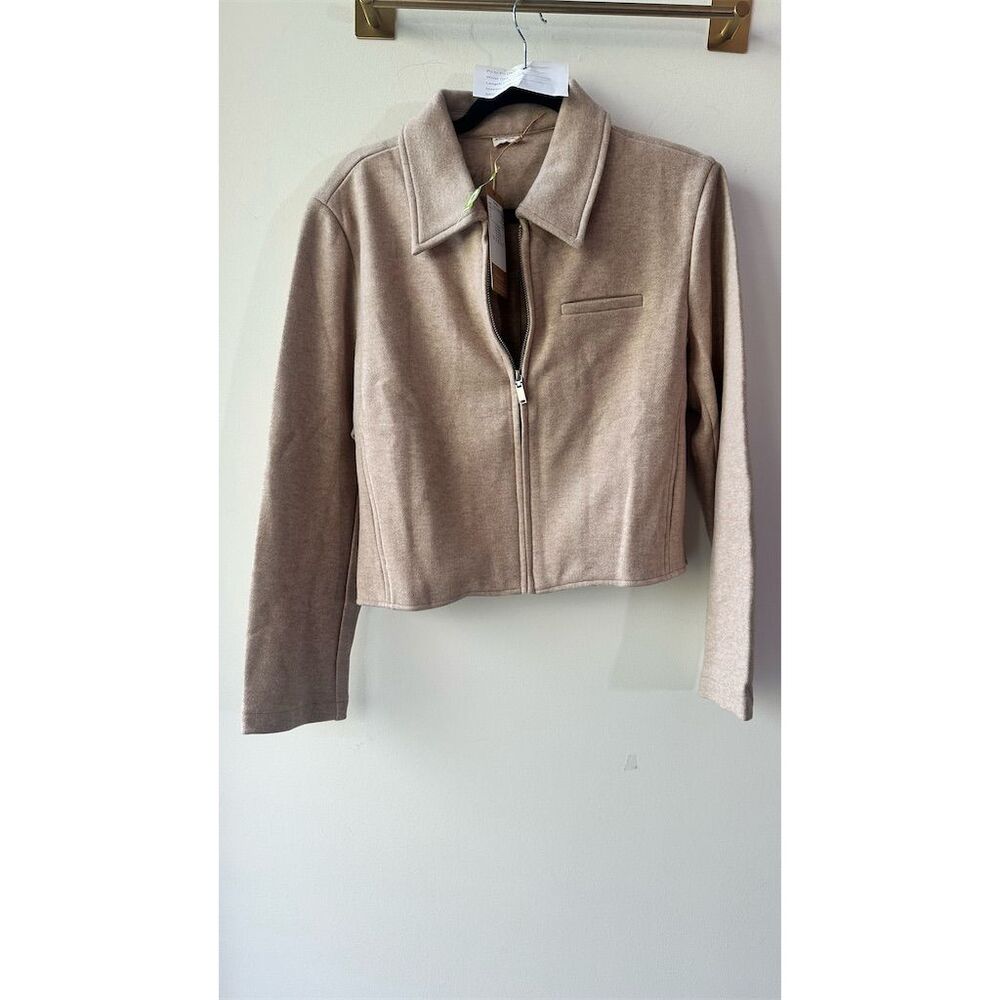 NWT OGL  Beige cream Full-Zip Cropped Jacket Size S